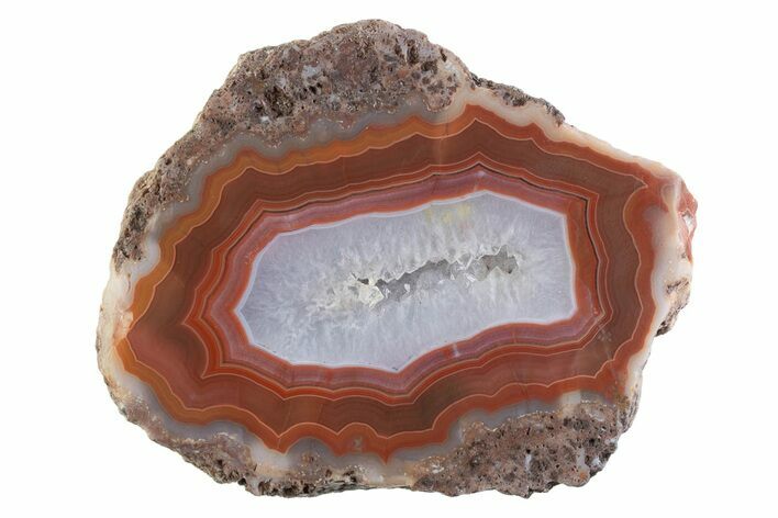 Polished Banded Agate Nodule Half - Bou Hamza, Morocco #373298
